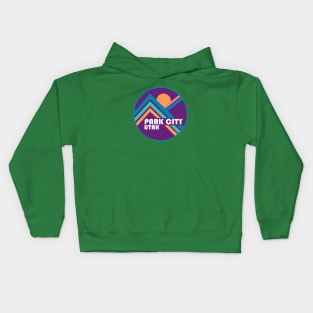 Park City Retro Mountains Purple Kids Hoodie